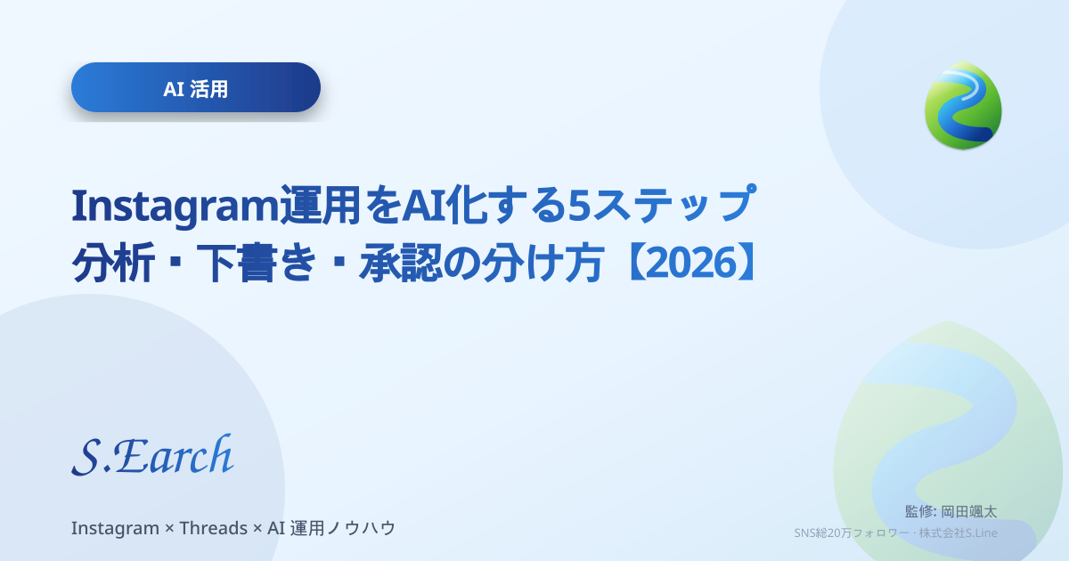 Instagram運用をAI化する5ステップ|分析・下書き・承認の分け方【2026】