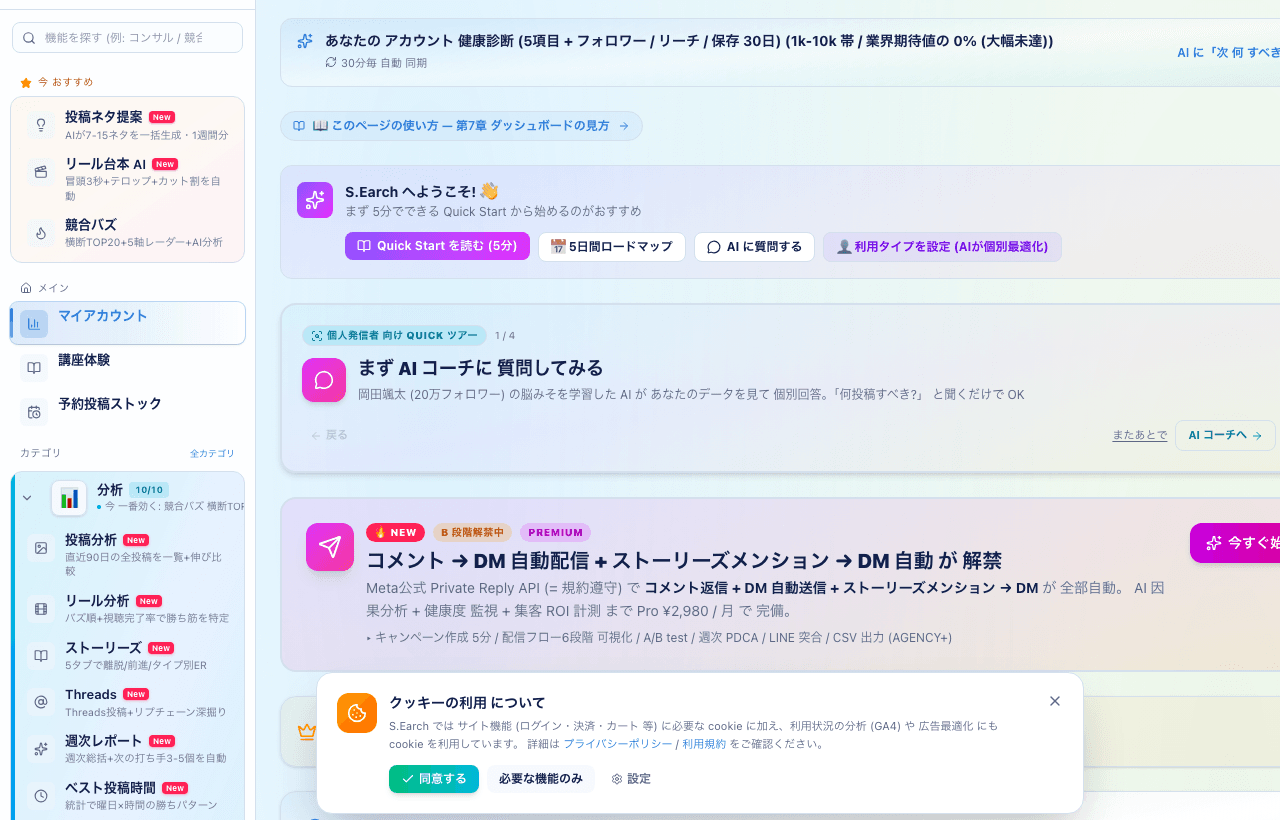 ダッシュボードの実測指標